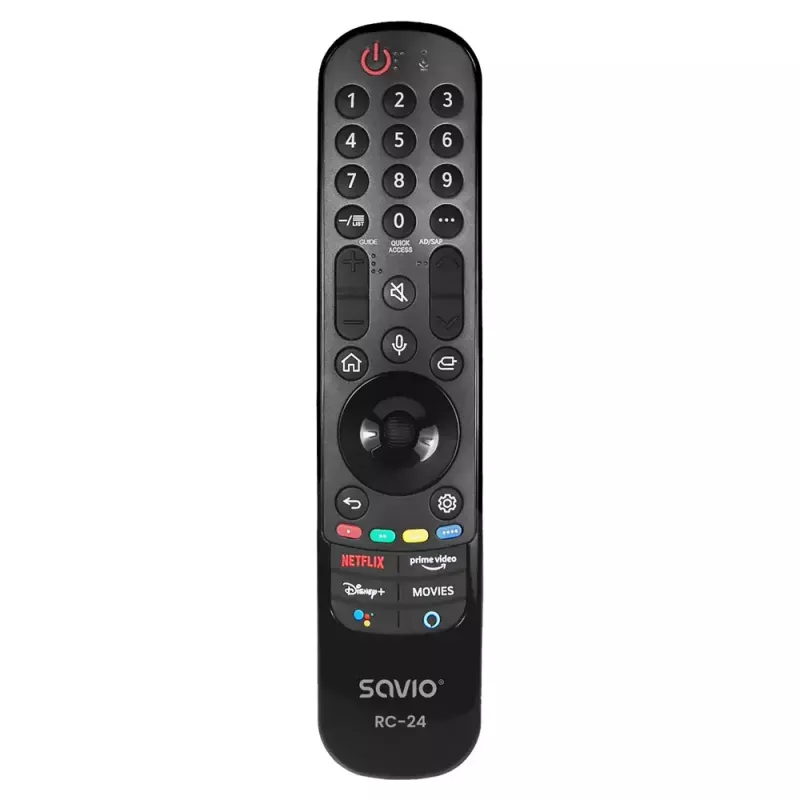 Remote control SAVIO RC-24 IR wireless universal for TV, black, press-button, range 10 m, supports 1 device