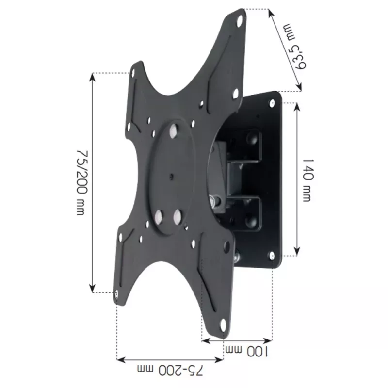 Techly 19-37 inch Wall Bracket for LED LCD TV Tilt 1 Swivel Black” ICA-LCD 2900B