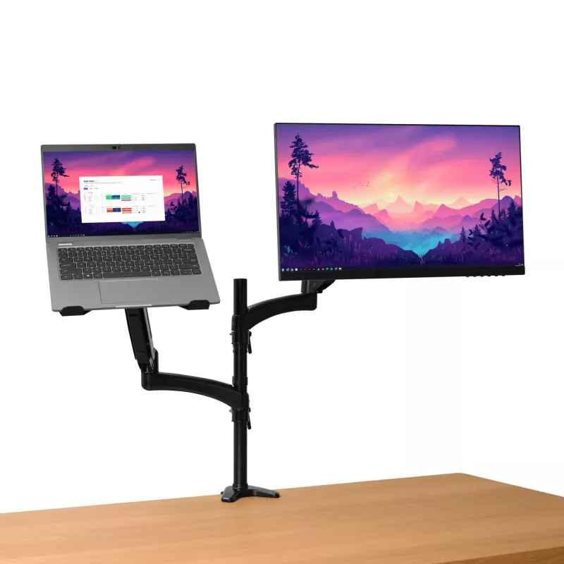 Desk mount TRUST Mara dual-arm monitor stand for 2 displays up to 32 inch – gas spring, VESA 75x75–100x100, max 16 kg, clamp, black