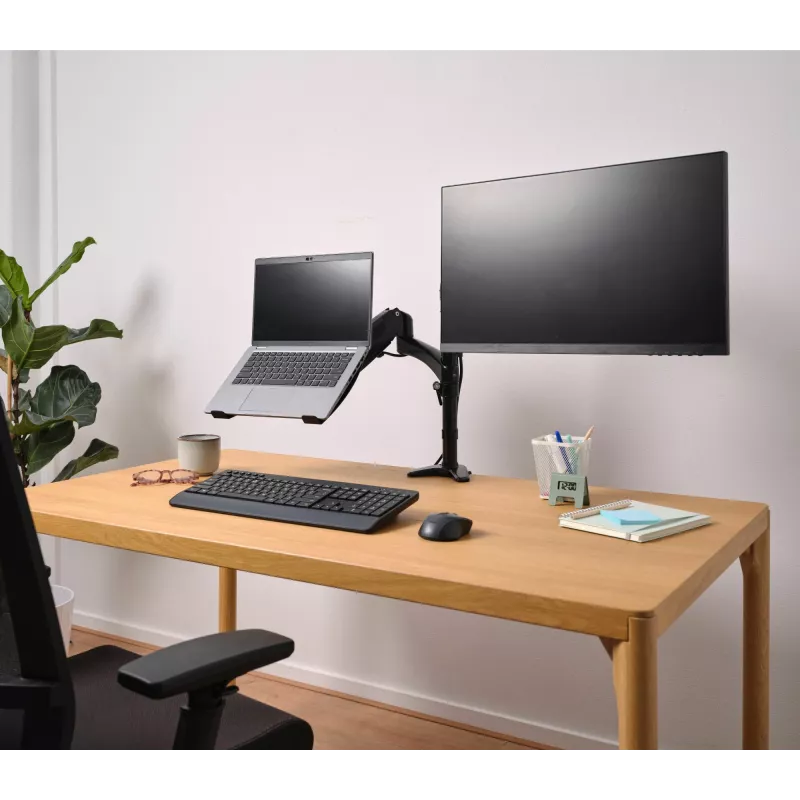 Desk mount TRUST Mara dual-arm monitor stand for 2 displays up to 32 inch – gas spring, VESA 75x75–100x100, max 16 kg, clamp, black