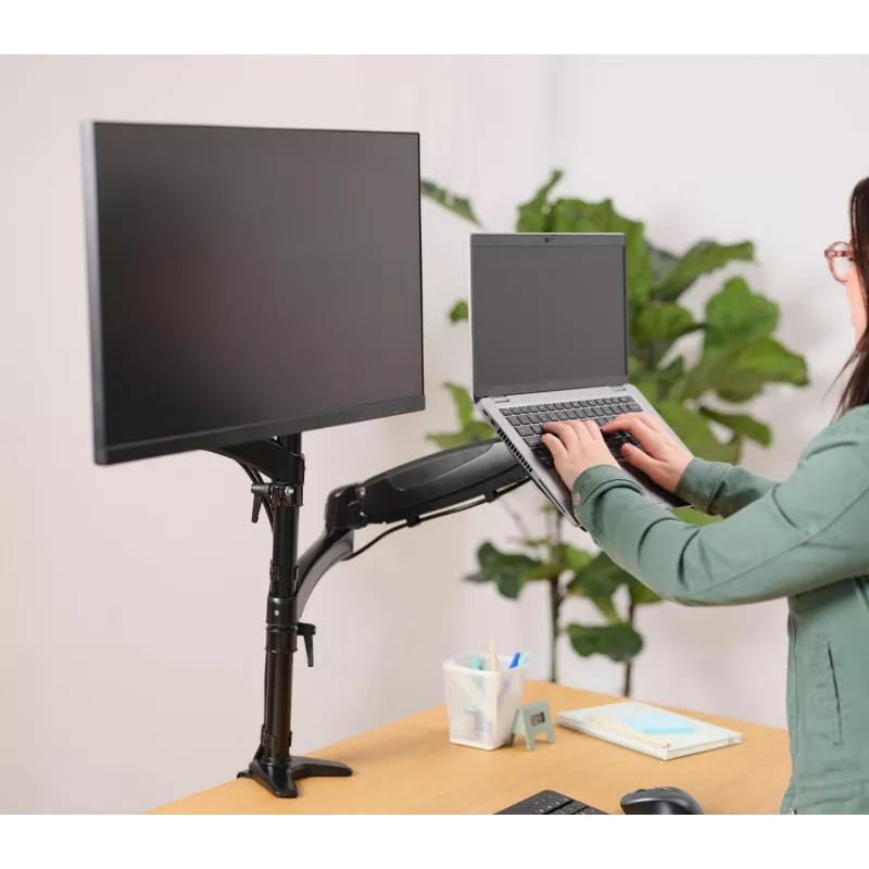 Desk mount TRUST Mara dual-arm monitor stand for 2 displays up to 32 inch – gas spring, VESA 75x75–100x100, max 16 kg, clamp, black