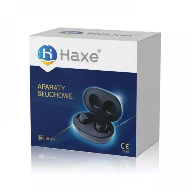 Haxe hearing amplifier JH-A39 in-ear, rechargeable, 35 dB gain, 400–4500 Hz, 6 volume levels, charging case