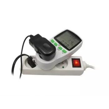 Wattmeter GreenBlue GB202 power meter 0–9999 W, 3600 W max, 220–240 V, 16 A, LCD display