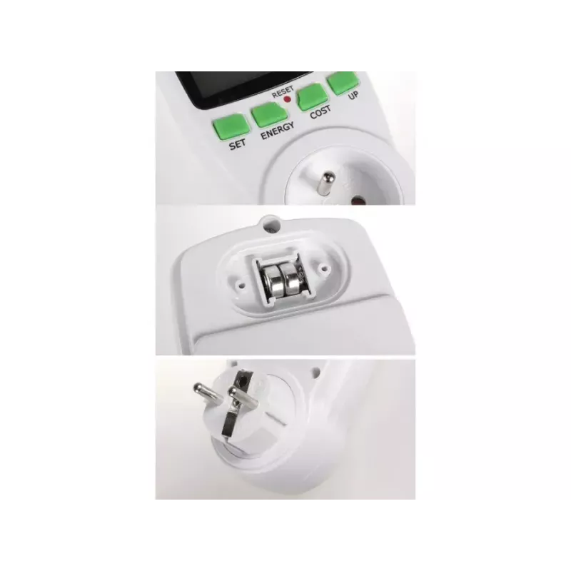 Wattmeter GreenBlue GB202 power meter 0–9999 W, 3600 W max, 220–240 V, 16 A, LCD display