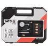 Analog manometer YATO YT-73022 0–20 bar, 75 mm dial, carbon steel, 0.5 m hose, 4 brass adapters, carry case