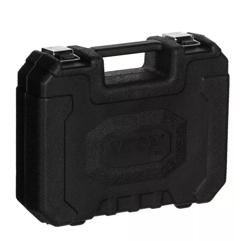 Analog manometer YATO YT-73022 0–20 bar, 75 mm dial, carbon steel, 0.5 m hose, 4 brass adapters, carry case