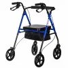 Rehabilitation walker ActionMed CH100AM — lightweight aluminium 4-wheel, adjustable height 700–937 mm, seat 35×32 cm, max load 136 kg, foldable