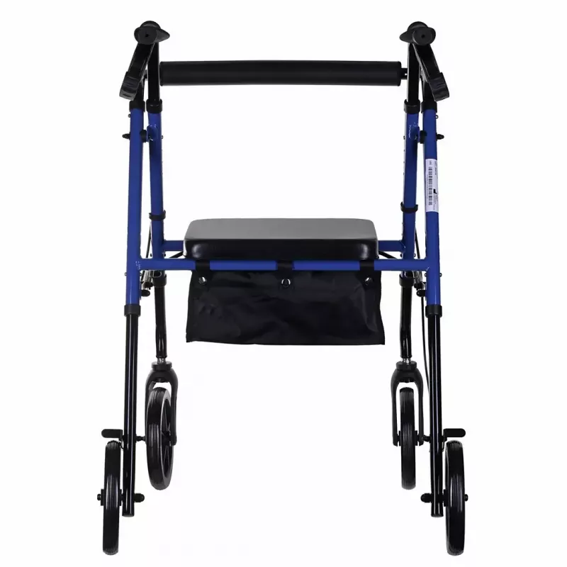 Rehabilitation walker ActionMed CH100AM — lightweight aluminium 4-wheel, adjustable height 700–937 mm, seat 35×32 cm, max load 136 kg, foldable