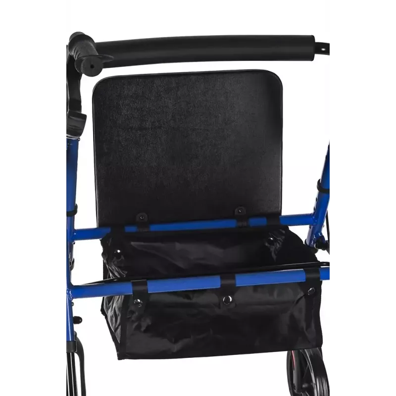Rehabilitation walker ActionMed CH100AM — lightweight aluminium 4-wheel, adjustable height 700–937 mm, seat 35×32 cm, max load 136 kg, foldable