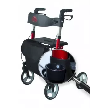 Four-wheel aluminium walker ANTAR AT51006, foldable, adjustable height, 20 cm wheels, max load 136 kg, seat 25×46 cm, weight 7.35 kg