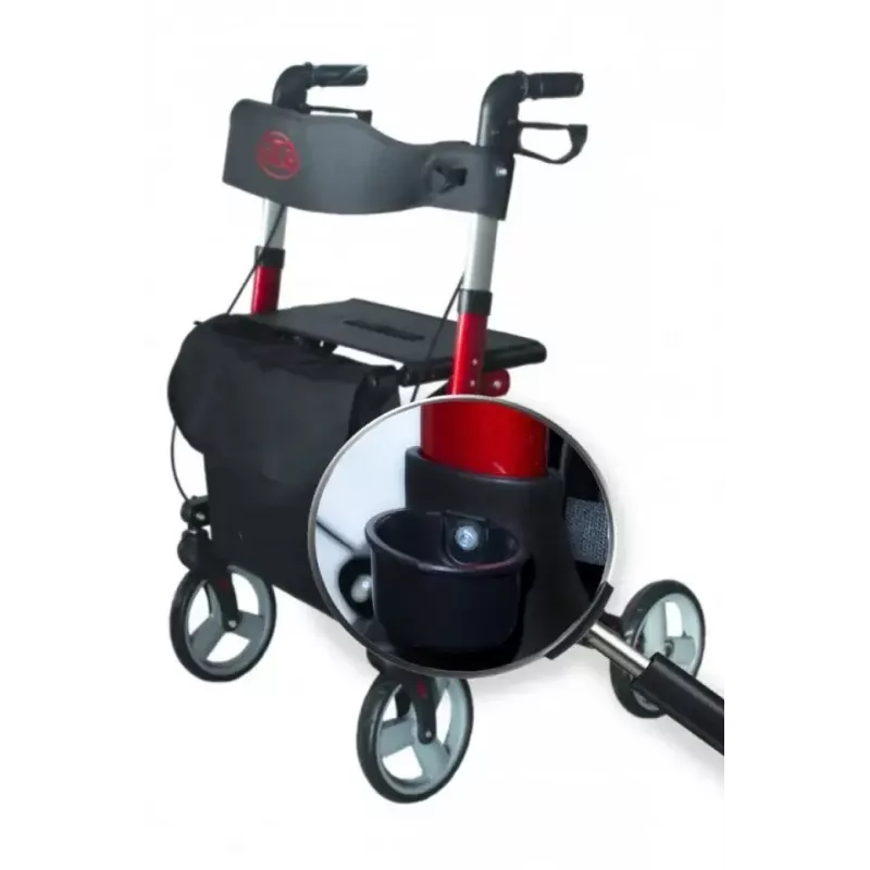 Four-wheel aluminium walker ANTAR AT51006, foldable, adjustable height, 20 cm wheels, max load 136 kg, seat 25×46 cm, weight 7.35 kg