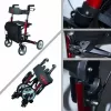 Four-wheel aluminium walker ANTAR AT51006, foldable, adjustable height, 20 cm wheels, max load 136 kg, seat 25×46 cm, weight 7.35 kg