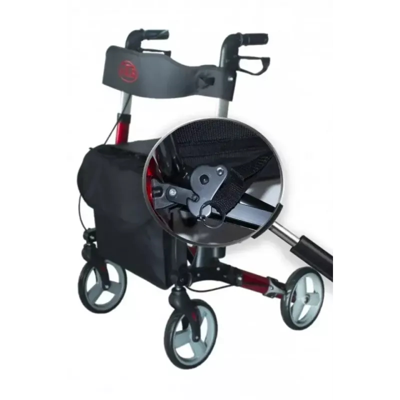 Four-wheel aluminium walker ANTAR AT51006, foldable, adjustable height, 20 cm wheels, max load 136 kg, seat 25×46 cm, weight 7.35 kg