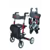 Four-wheel aluminium walker ANTAR AT51006, foldable, adjustable height, 20 cm wheels, max load 136 kg, seat 25×46 cm, weight 7.35 kg