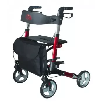 Four-wheel aluminium walker ANTAR AT51006, foldable, adjustable height, 20 cm wheels, max load 136 kg, seat 25×46 cm, weight 7.35 kg