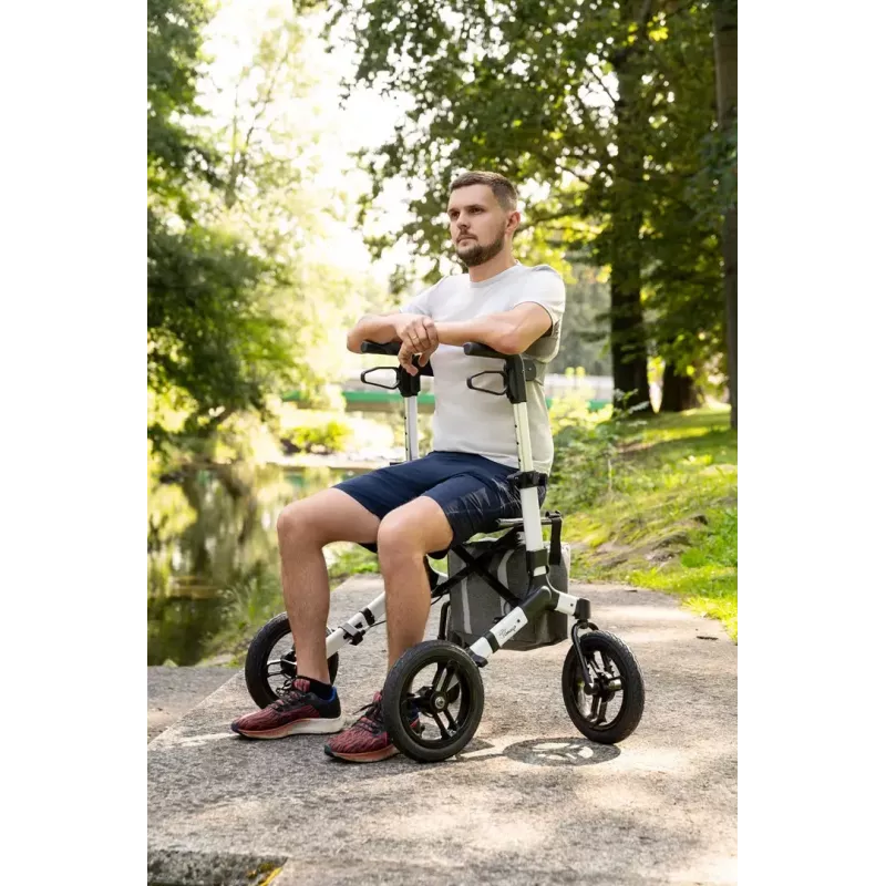 Off-road four-wheel rollator TIMAGO RANGER, aluminium, adjustable height 89.5–102.5 cm, load 136 kg, foldable