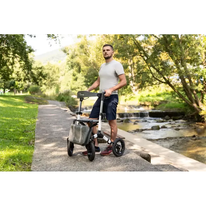 Off-road four-wheel rollator TIMAGO RANGER, aluminium, adjustable height 89.5–102.5 cm, load 136 kg, foldable