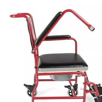 TIMAGO FS 692 Foldable Toilet Wheelchair with Commode Seat, Steel Frame, 4 Wheels, 100 kg Capacity