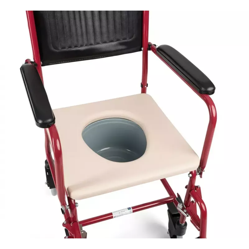 TIMAGO FS 692 Foldable Toilet Wheelchair with Commode Seat, Steel Frame, 4 Wheels, 100 kg Capacity