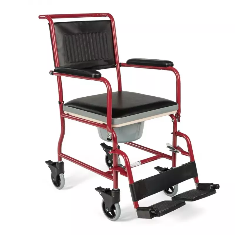 TIMAGO FS 692 Foldable Toilet Wheelchair with Commode Seat, Steel Frame, 4 Wheels, 100 kg Capacity