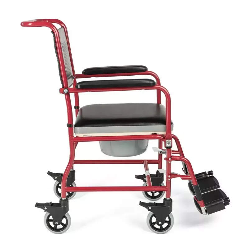 TIMAGO FS 692 Foldable Toilet Wheelchair with Commode Seat, Steel Frame, 4 Wheels, 100 kg Capacity
