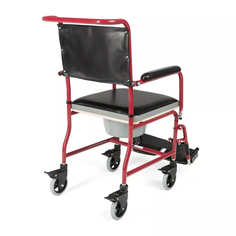 TIMAGO FS 692 Foldable Toilet Wheelchair with Commode Seat, Steel Frame, 4 Wheels, 100 kg Capacity