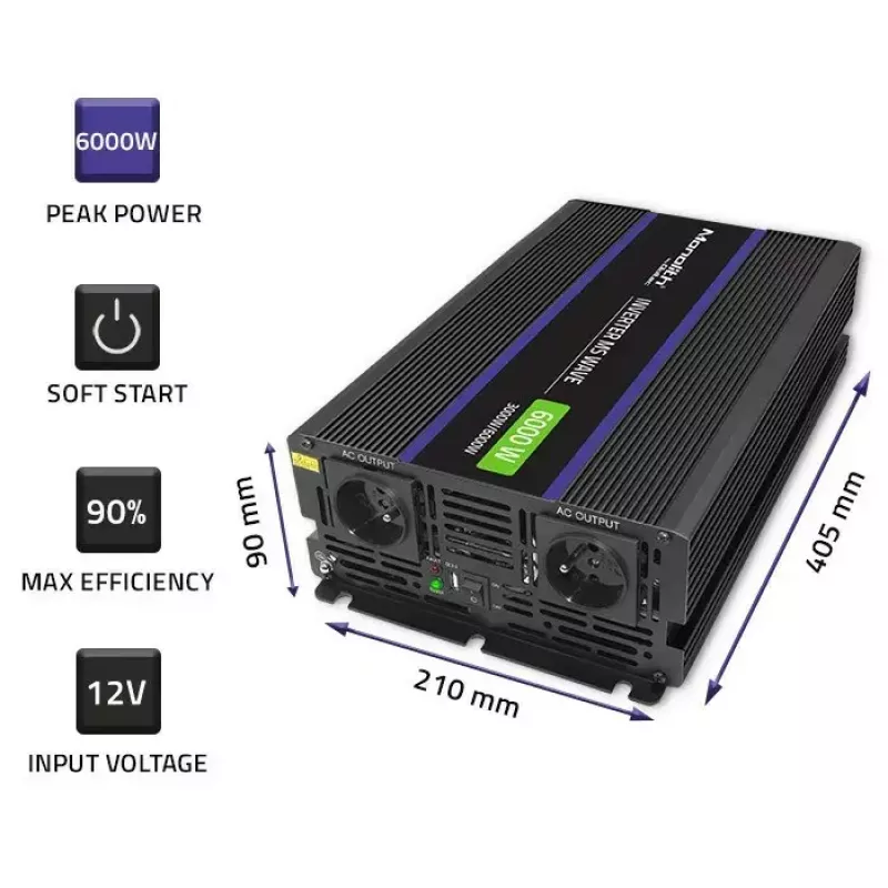 Power Inverter QOLTEC Monolith 6000 MS 12V to 230V 6000W