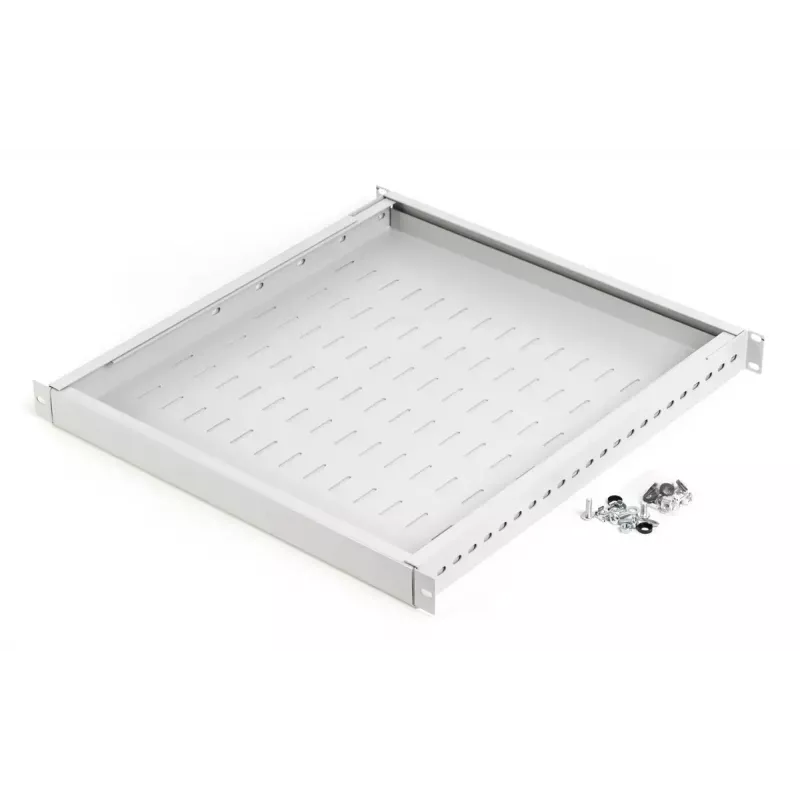 DIGITUS TN-19-5/9-1U-W-GY 1U 19 inch Fixed Rack Shelf, 500 mm Depth, Grey, 25 kg Load Capacity