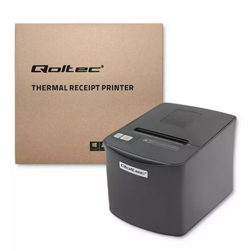 Thermal receipt printer QOLTEC 50256 with USB interface — compact POS printer
