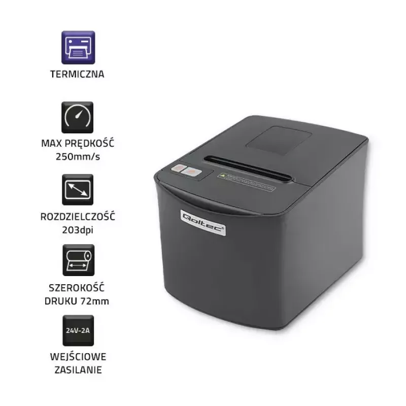 Thermal receipt printer QOLTEC 50256 with USB interface — compact POS printer