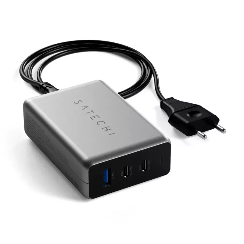 Mobile device charger Satechi ST-TC100GM-EU, 100 W, 2× USB-C, AC input 100–240 V, grey