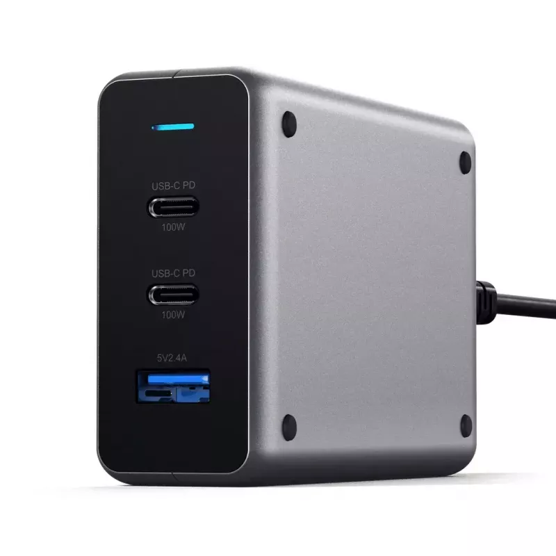 Mobile device charger Satechi ST-TC100GM-EU, 100 W, 2× USB-C, AC input 100–240 V, grey