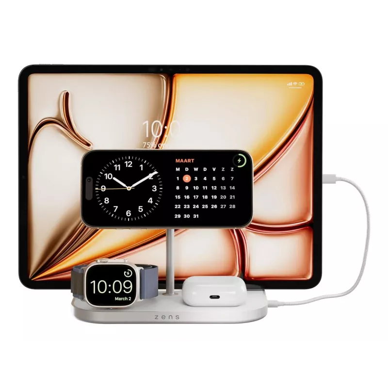 Mobile device charger ZENS ZEDC29W/00 Fast charging Wireless Silver White