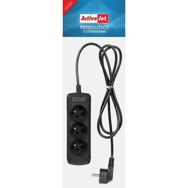 Power strip ActiveJet 3GNU-1.5M-C — 3 sockets, 1.5 m cable, 230 V, 10 A, black