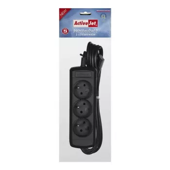 Power strip ActiveJet 3GNU - 3M - C, 3 sockets Type E, 3 m cable, 230 V, 10 A, black