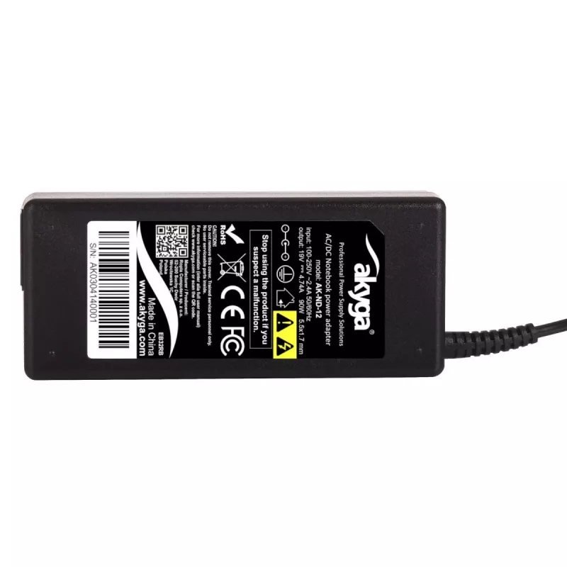 Laptop Power Adapter Akyga AK-ND-12 90W 19V 4.74A AC-to-DC, 100–250V input, black