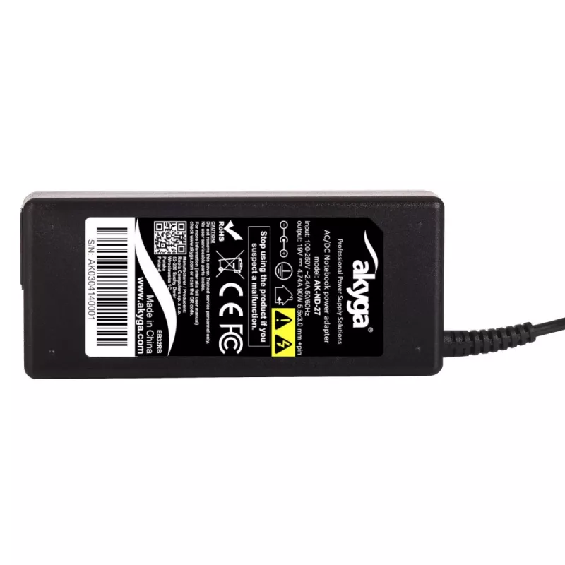 Power adapter Akyga AK-ND-27 90 W 19 V 4.74 A AC-to-DC indoor laptop charger, black