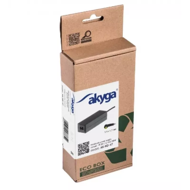 Akyga AK-ND-47 Laptop Power Adapter for Acer, 40 W, 19 V / 2.15 A, 5.5 x 1.7 mm