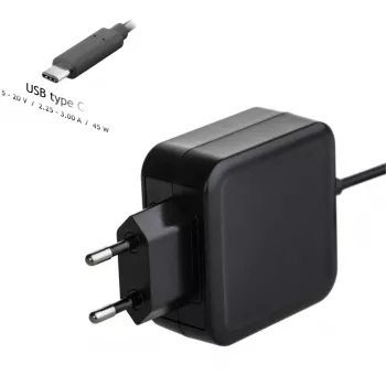 Power adapter Akyga AK-ND-60, universal 45 W, input 100–250 V, black, 0.183 kg