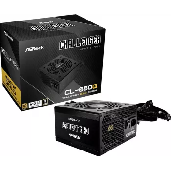 Power supply unit ASROCK CL-650G Challenger 650 W 20+4 pin ATX 80 PLUS Gold, 120 mm fan, black