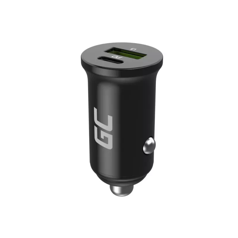 Car charger Green Cell CADM-GC-38AC 38W, 1x USB-C (PD 3.0) + 1x USB-A, aluminium housing, black