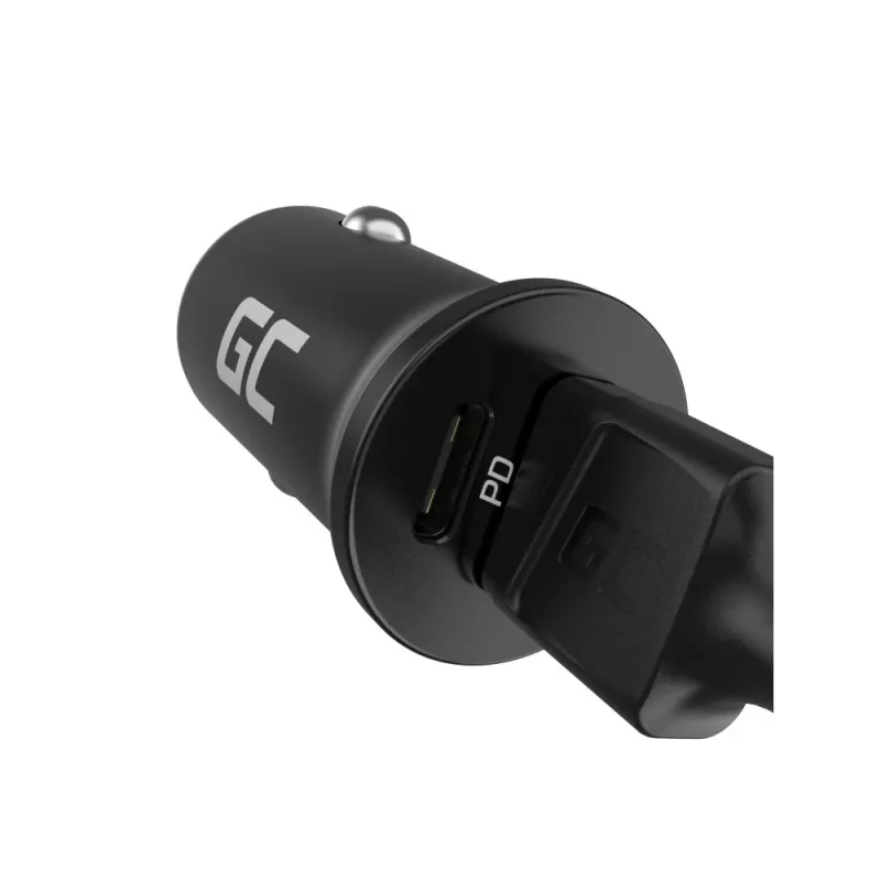 Car charger Green Cell CADM-GC-38AC 38W, 1x USB-C (PD 3.0) + 1x USB-A, aluminium housing, black