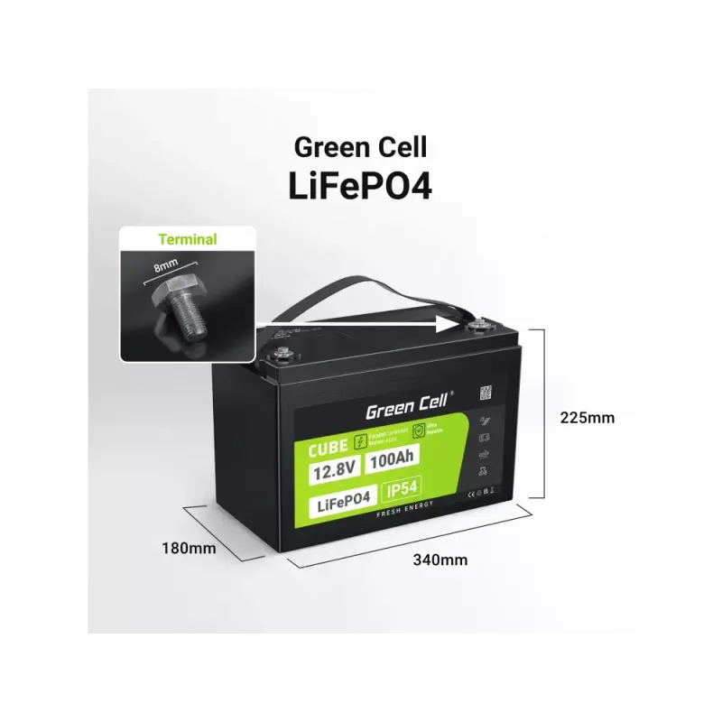 UPS battery Green Cell LFPGC12V100AH Lithium Iron Phosphate 12.8V 100Ah