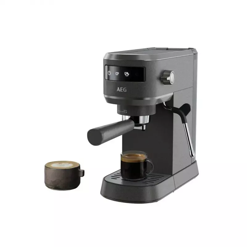 Espresso machine AEG EC6-1-6BST, manual countertop, 1.0 L water tank, 15 bar, milk frother, 1450 W, touch control, black
