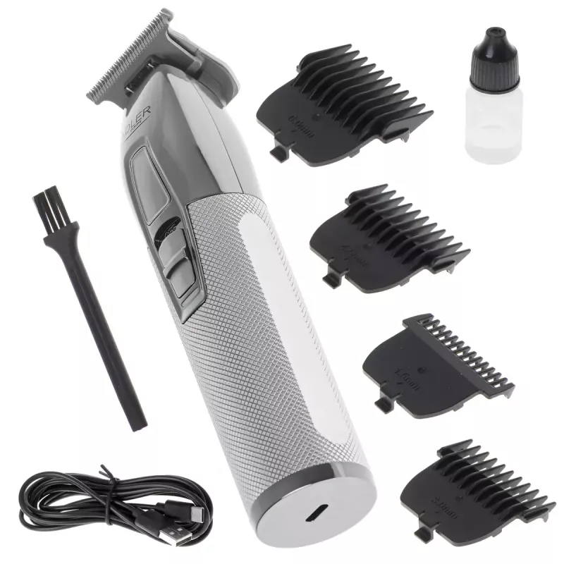Beard trimmer Adler AD 2836S, cordless lithium battery, 0.9–6 mm, 4 length steps, stainless steel blades, silver