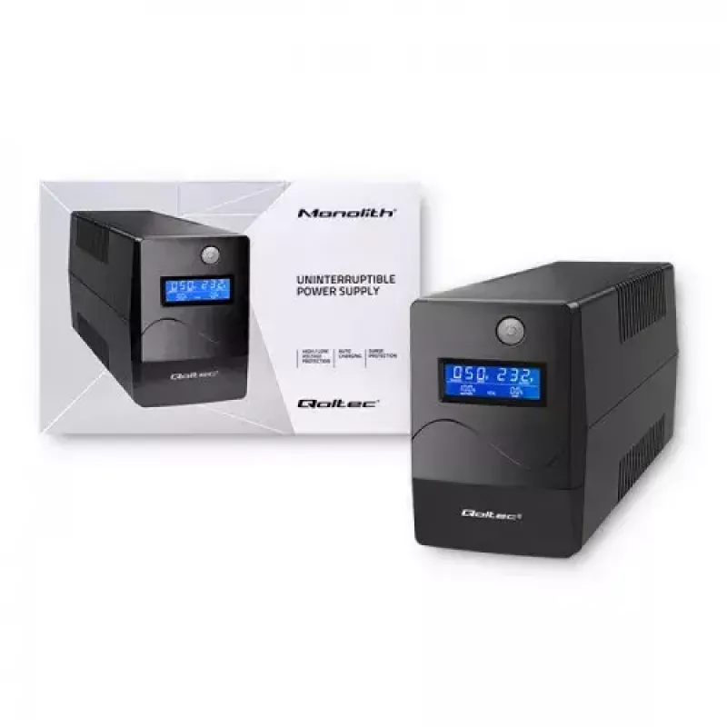 Uninterruptible Power Supply Qoltec Monolith 0.85 kVA 480 W 2 AC outlets