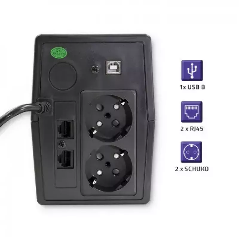Uninterruptible Power Supply Qoltec Monolith 0.85 kVA 480 W 2 AC outlets