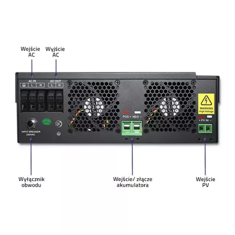 Qoltec 53886 Off-Grid Hybrid Solar Inverter, 3.5 kW, 100 A MPPT, 24 V, Pure Sine