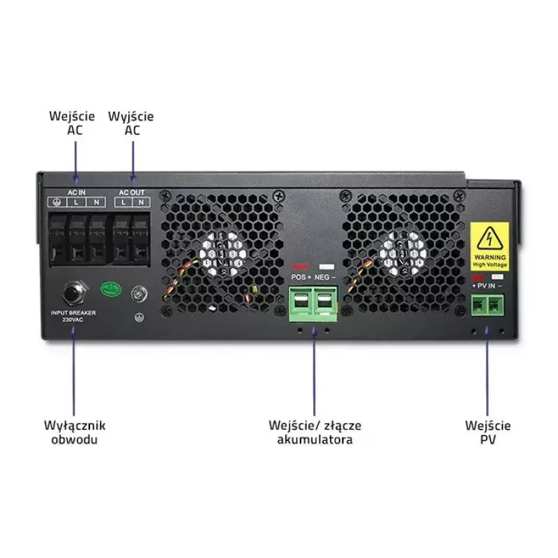 Qoltec 53886 Off-Grid Hybrid Solar Inverter, 3.5 kW, 100 A MPPT, 24 V, Pure Sine