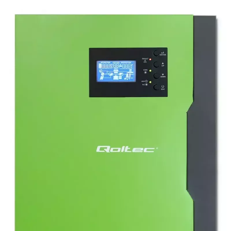 Qoltec 53886 Off-Grid Hybrid Solar Inverter, 3.5 kW, 100 A MPPT, 24 V, Pure Sine